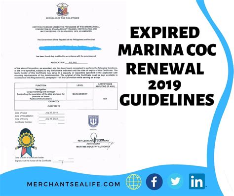 marina requirements for renewal of coc for master